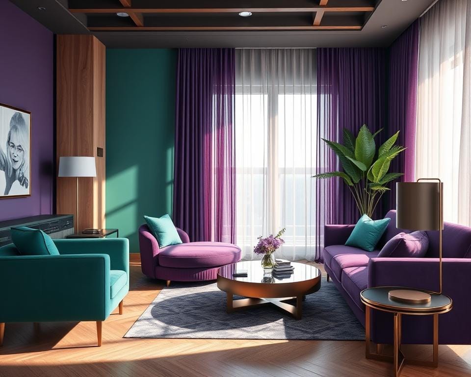 Archimaker online office presents an elegant and harmonious interior design, showcasing the vibrant colors that breathe life into the space. Jewel-toned hues of emerald, sapphire, and amethyst accent the modern furniture, creating a sophisticated and inviting ambiance. Soft lighting filters through sheer curtains, casting a warm glow that highlights the interplay of textures - plush fabrics, polished wood, and gleaming metal accents. The color palette seamlessly blends with the clean lines and minimalist aesthetic, resulting in a visually striking yet balanced composition that captures the essence of modern interior design. اساسيات تصميم الديكور الداخلي للمحترفين والمبتدئين